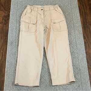 LL Bean Pants Women Small Tan Cropped Cargo Straight Leg Outdoor Casual Hiking